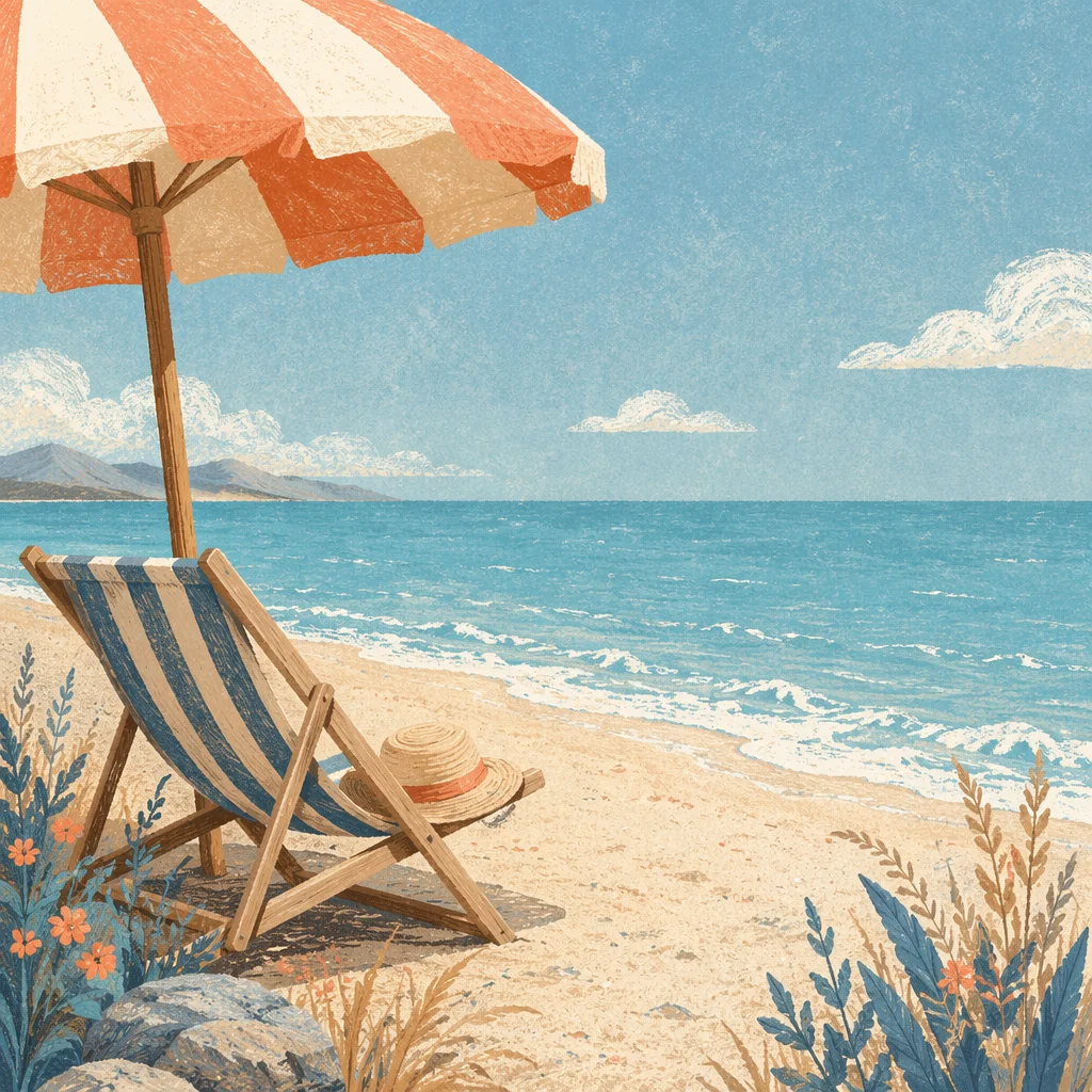 Peaceful Beach Umbrella Ocean Retreat