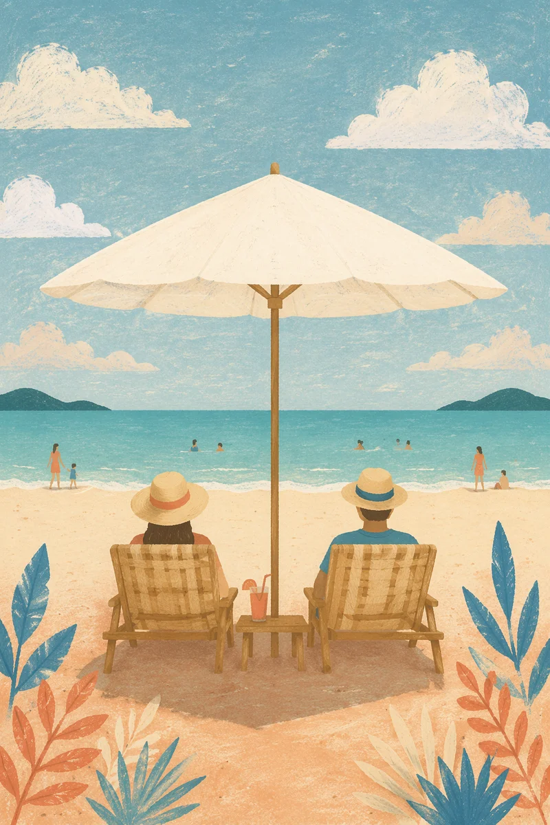 Quiet Beach Umbrella with Ocean View