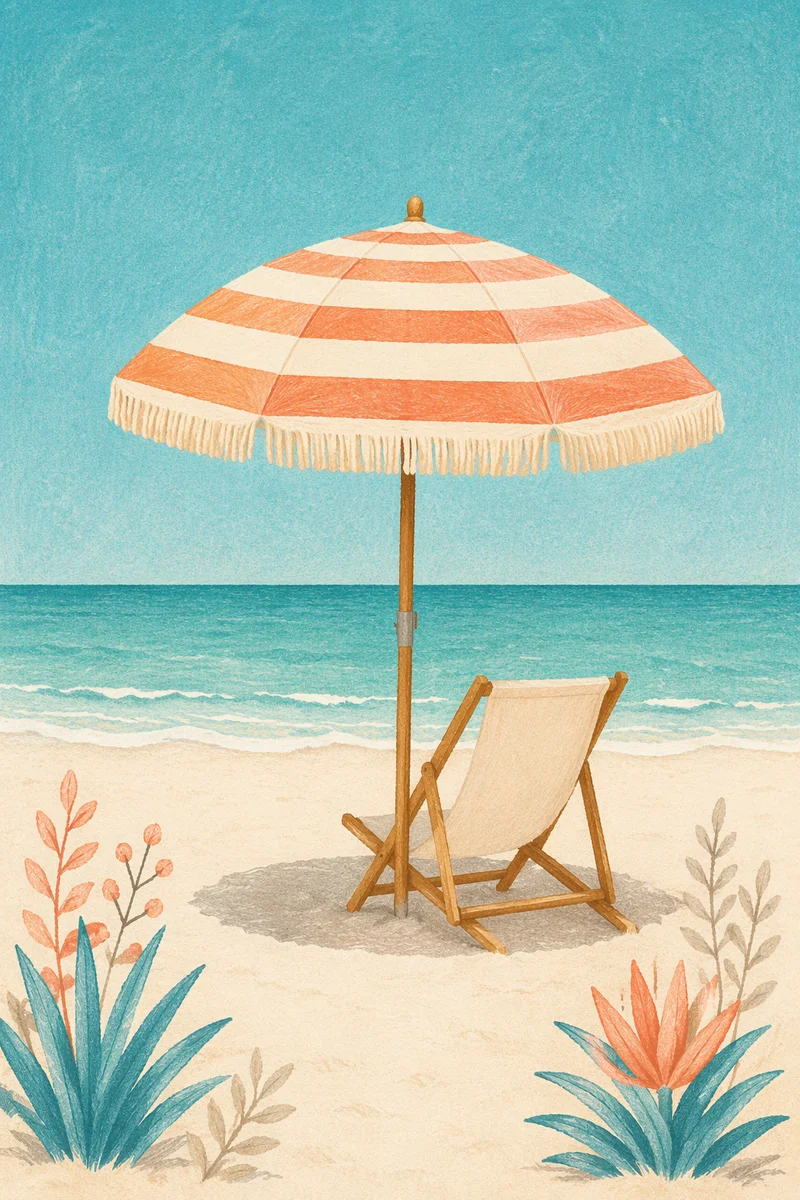 Tropical Beach Umbrella Ocean Vacation View