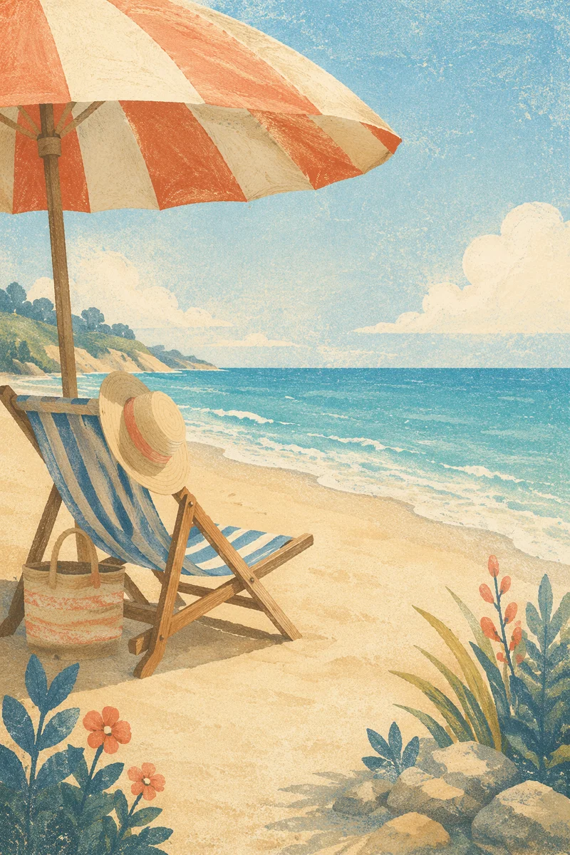 Peaceful Beach Umbrella and Chair View