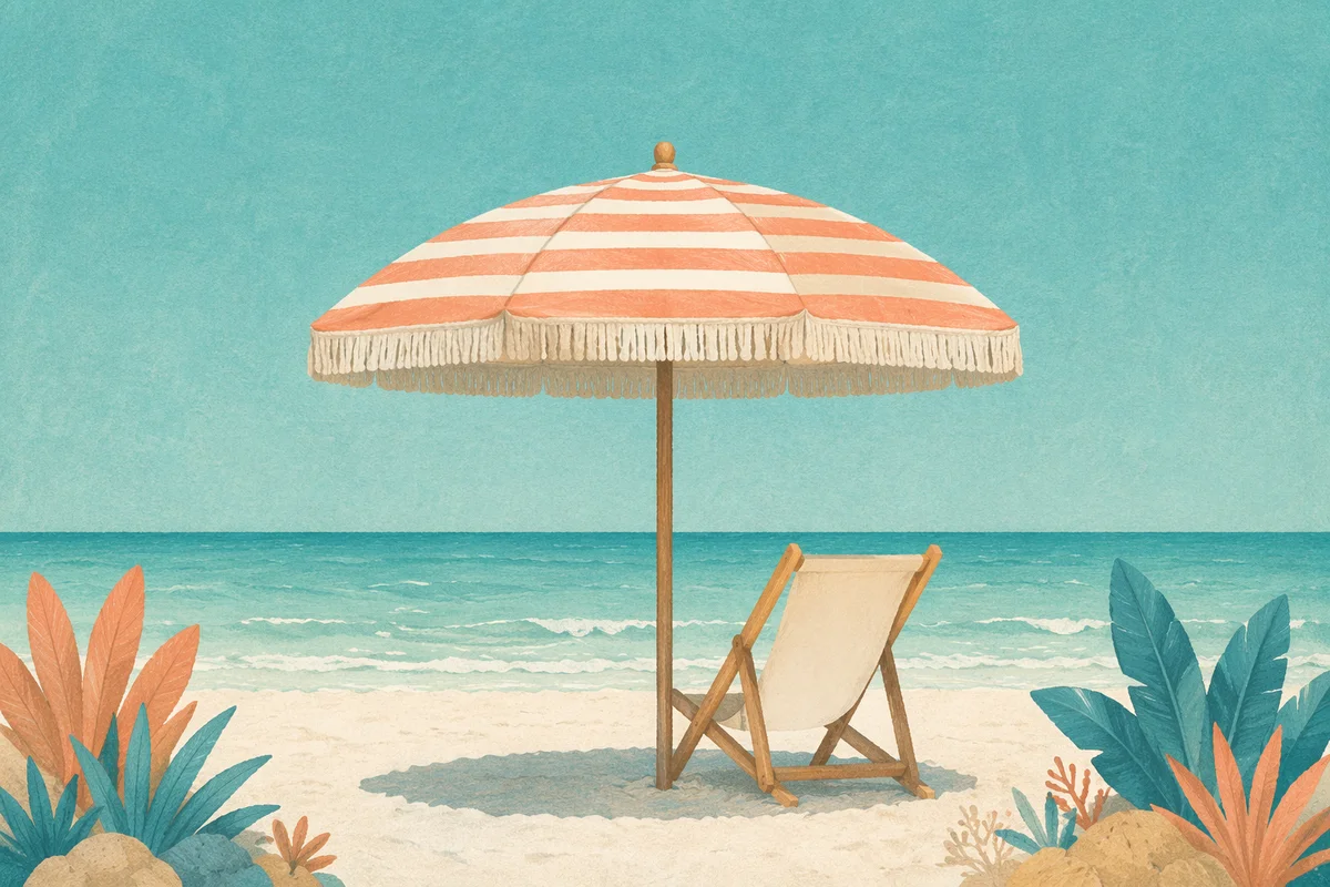 Tropical Beach Umbrella Ocean Vacation View