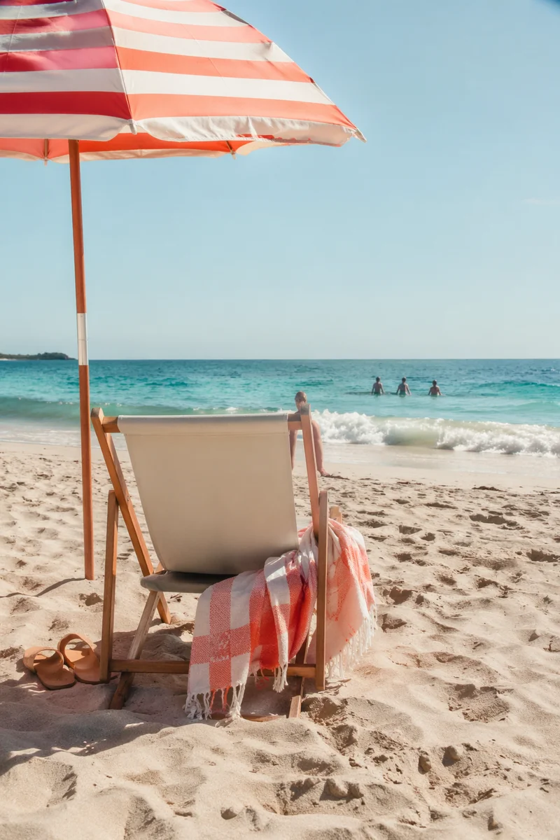 Relaxing Beach Chair Facing Turquoise Ocean