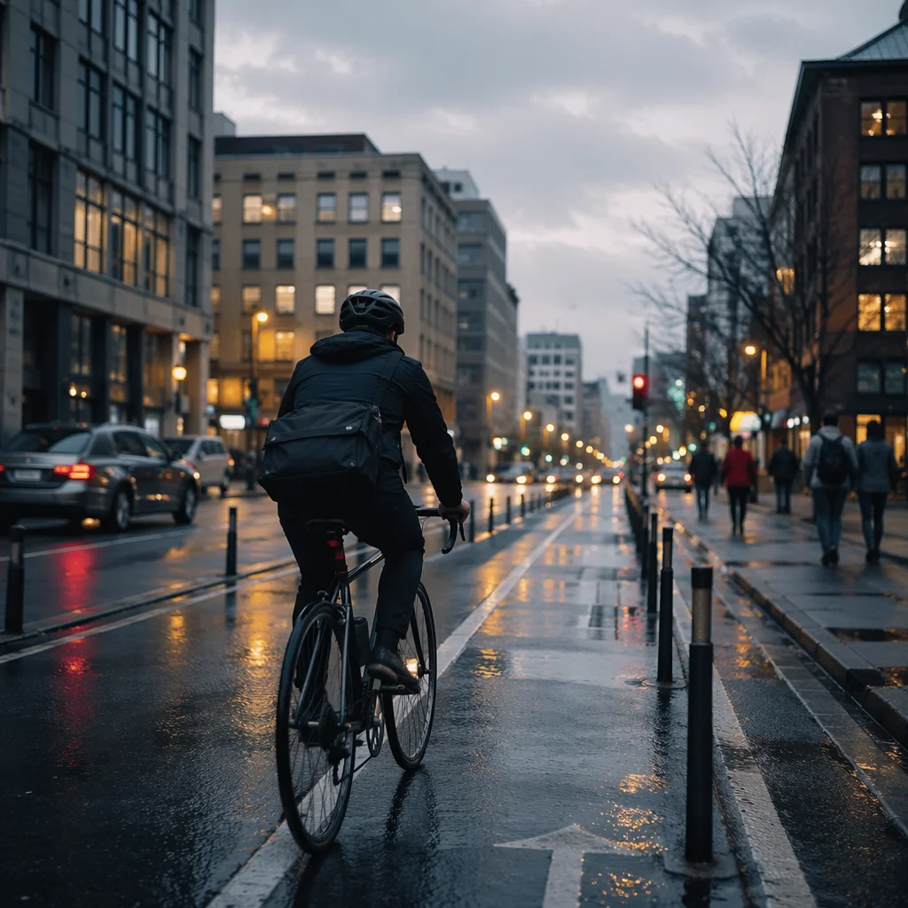 Early Morning Urban Bicycle Commute