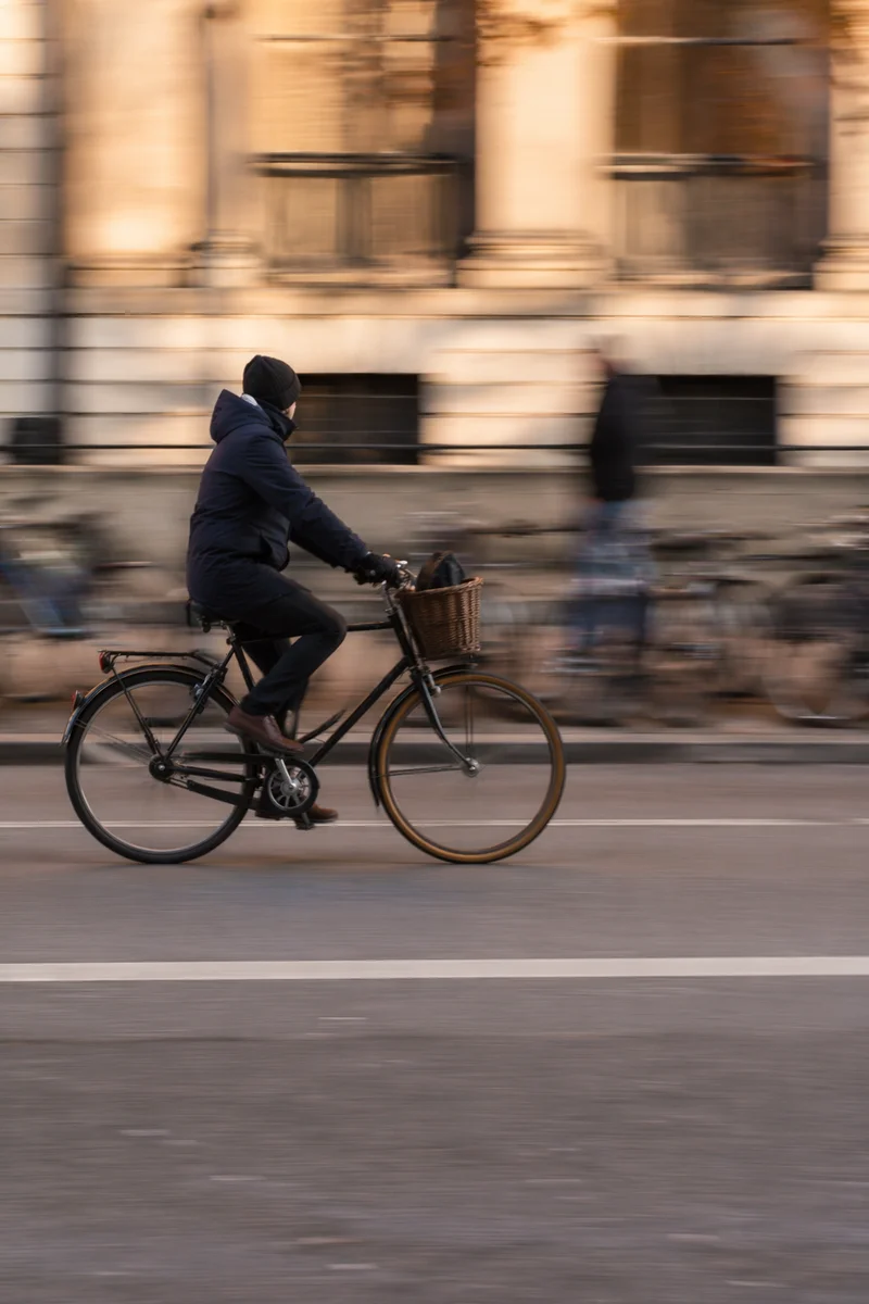 Urban Bicycle Commute in Afternoon Light