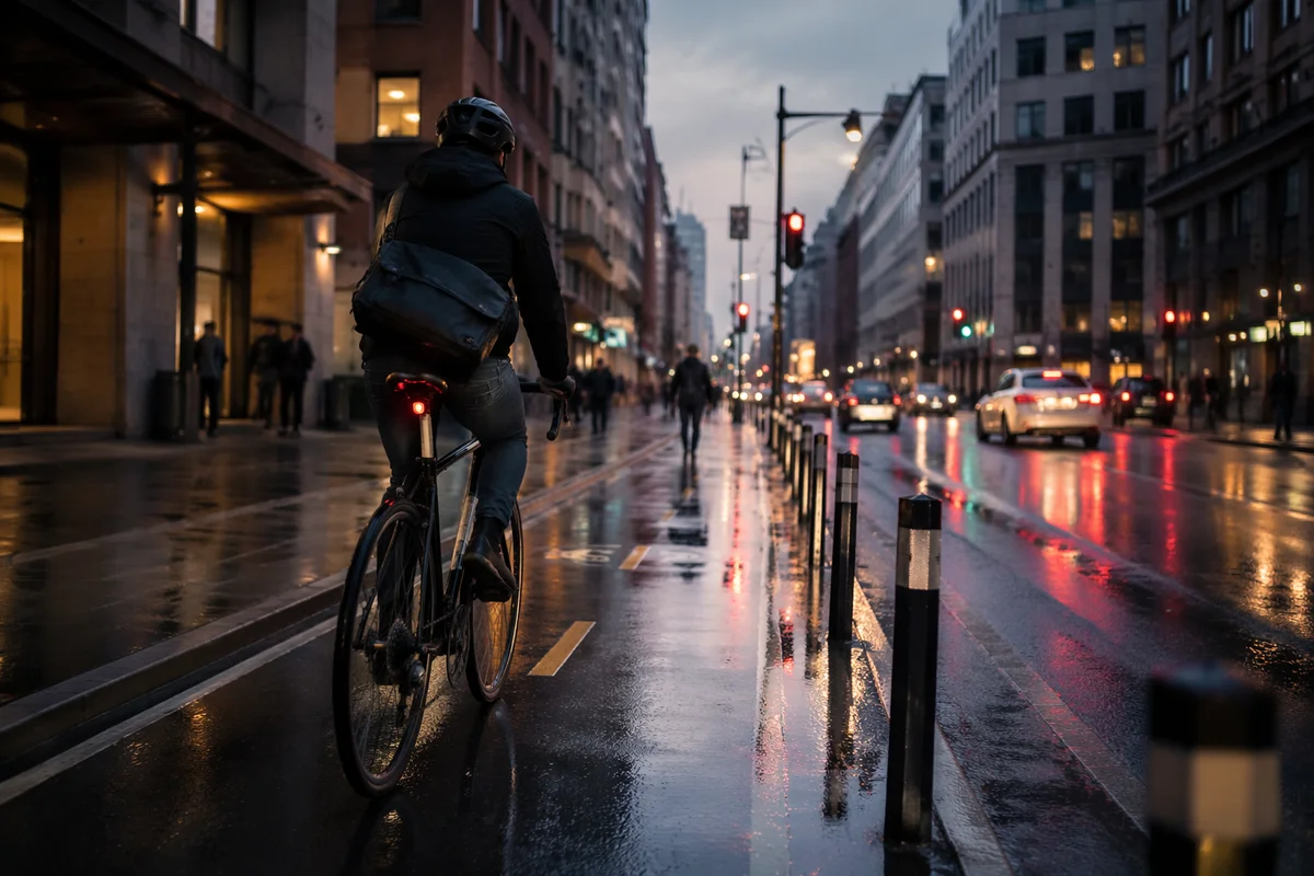 Early Morning Bicycle Commute in the City
