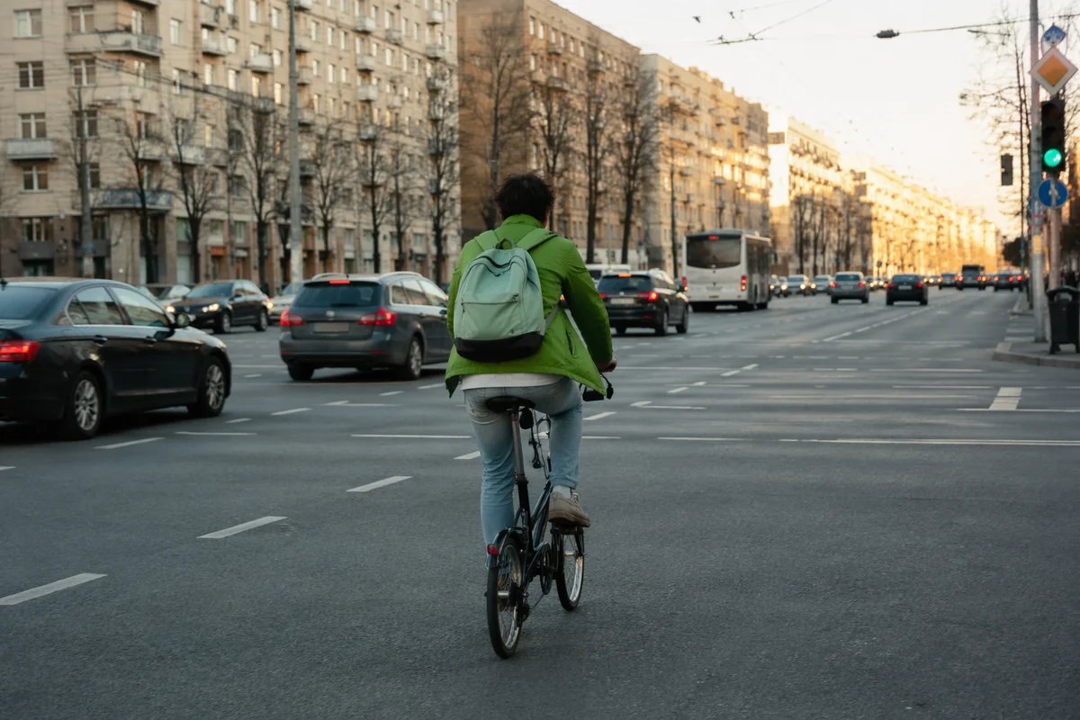 Urban Bicycle Commute at Golden Hour