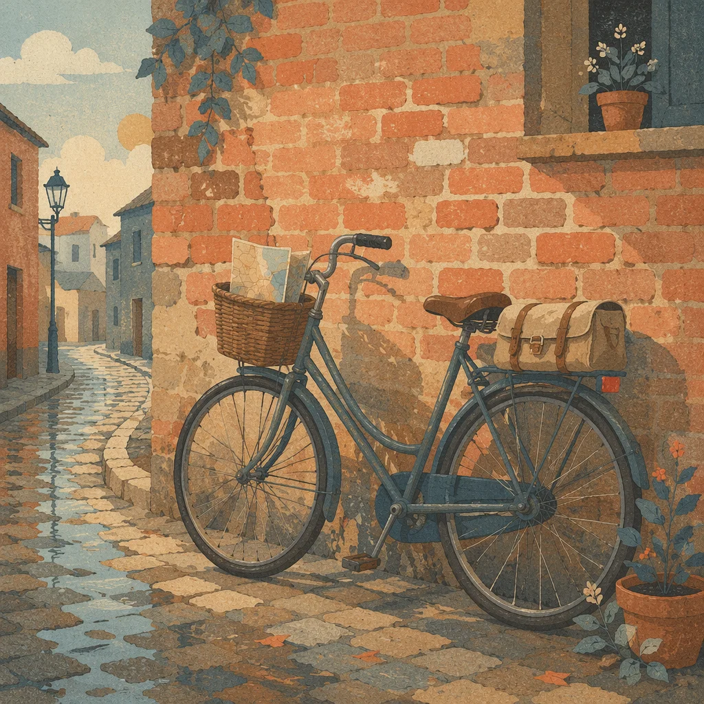 Vintage Bicycle by Brick Wall