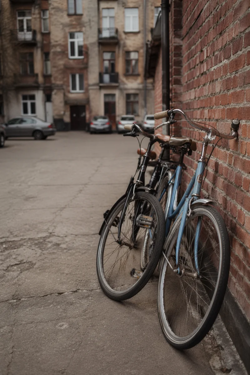 Vintage Bicycles by Red Brick Wall
