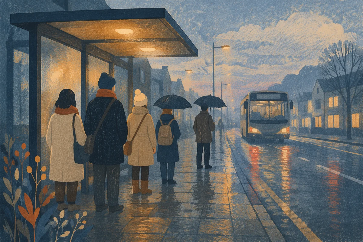 Calm City Bus Stop at Dawn