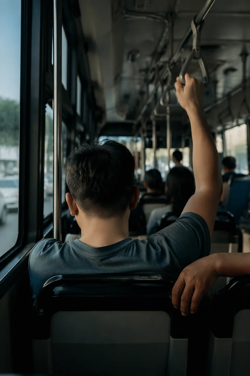 Quiet Morning Commute Inside City Bus