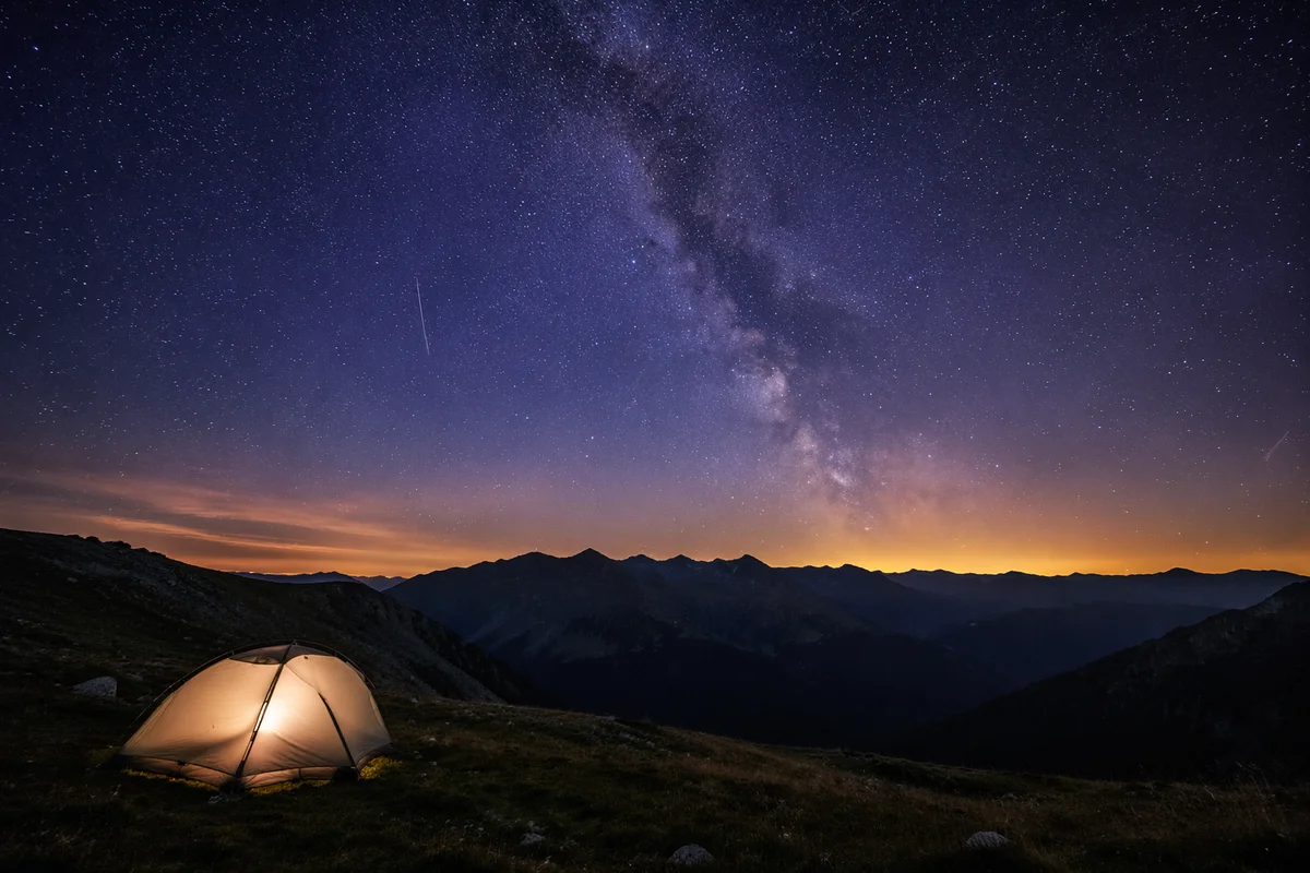 Glowing Tent Beneath Alpine Milky Way