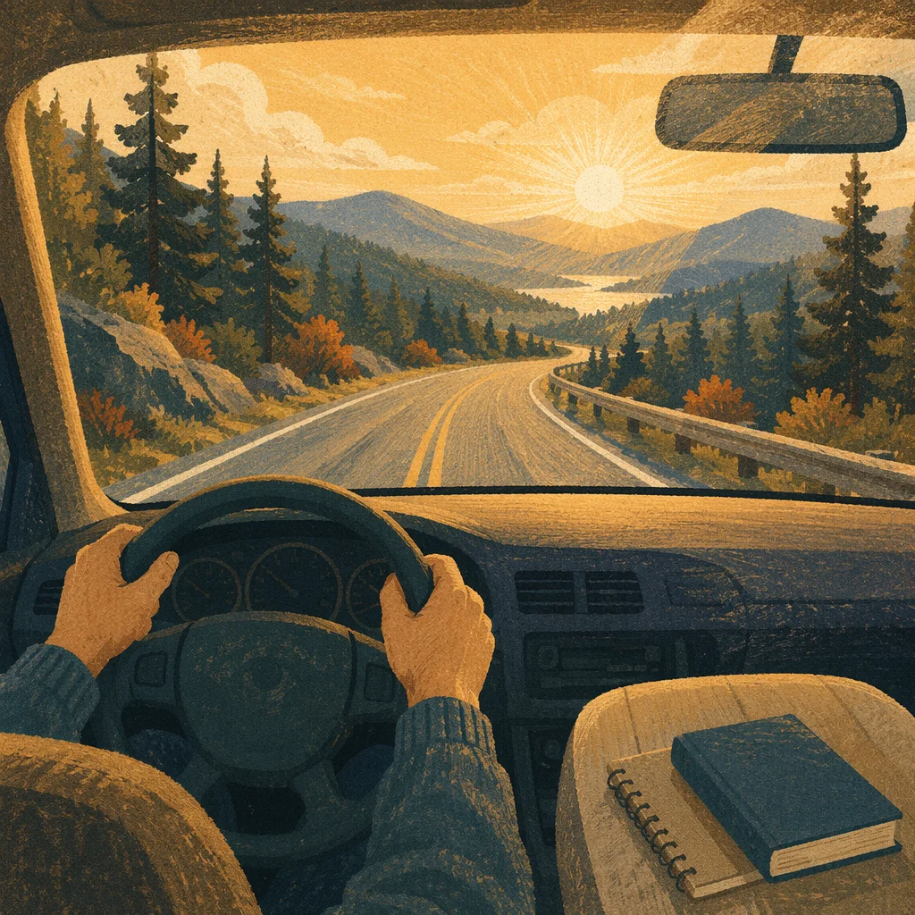 Golden Hour Mountain Highway Pilgrimage Drive