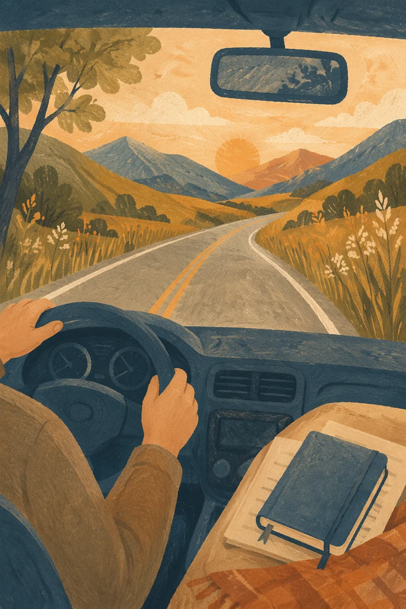 Peaceful Golden Hour Highway Road Trip