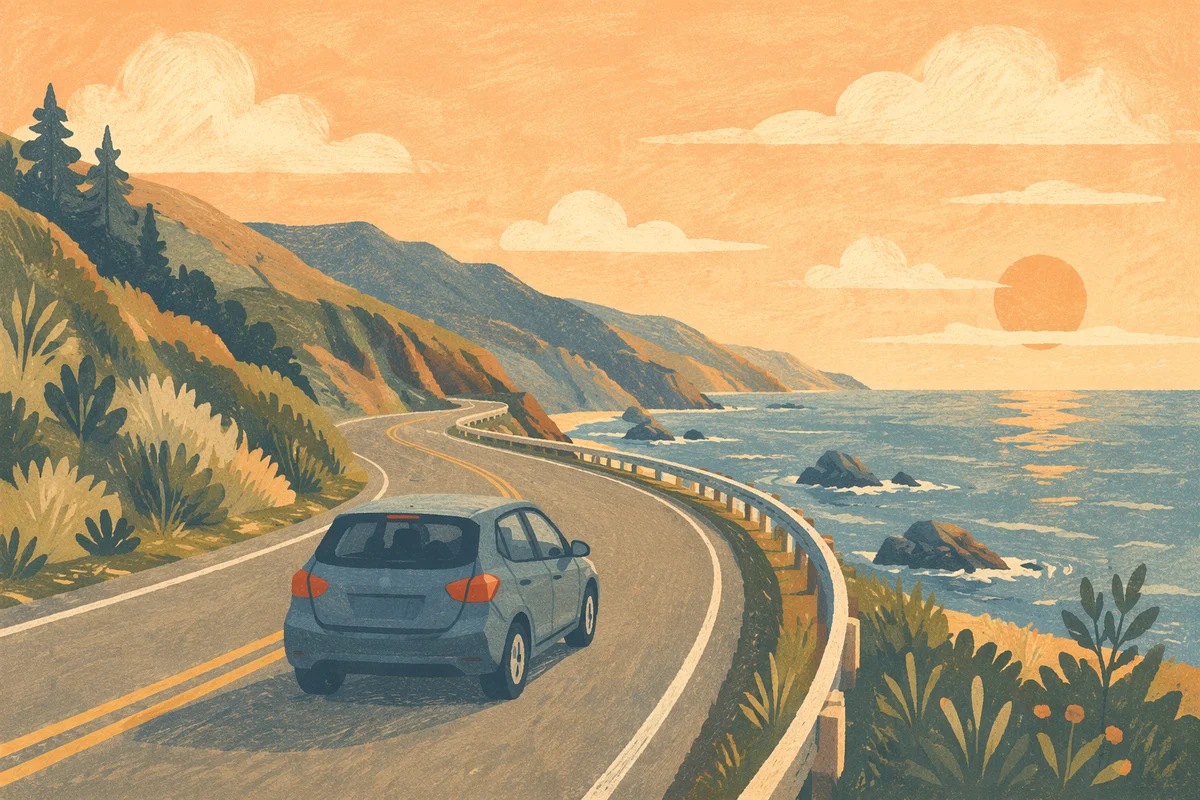 Coastal Highway Road Trip at Golden Hour