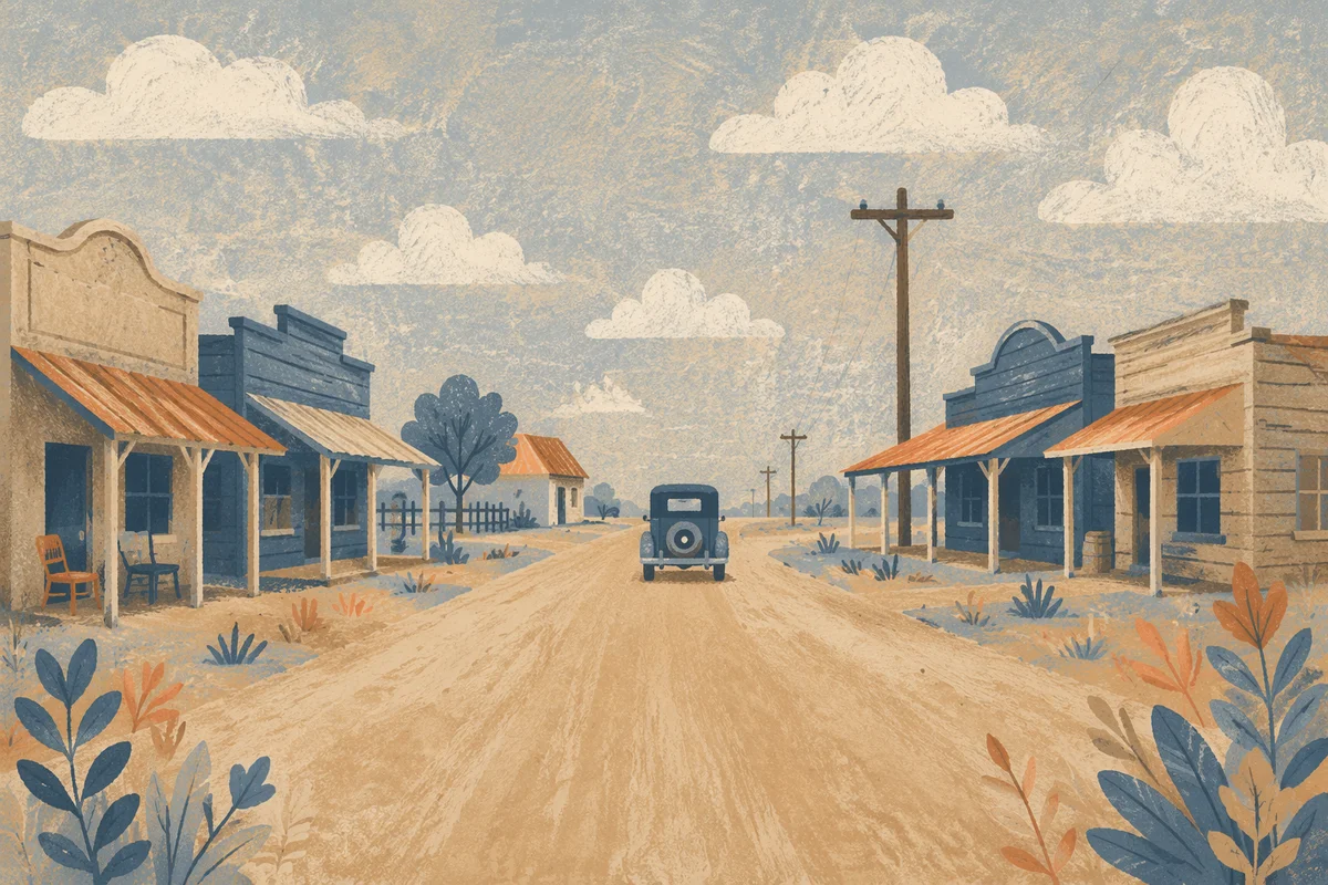 Vintage Car on Dusty Rural Highway