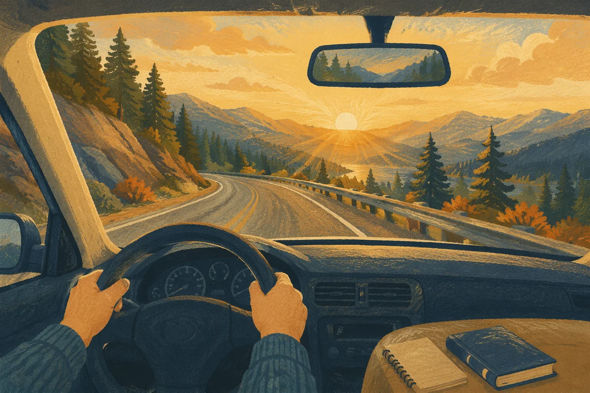 Golden Hour Mountain Highway Pilgrimage