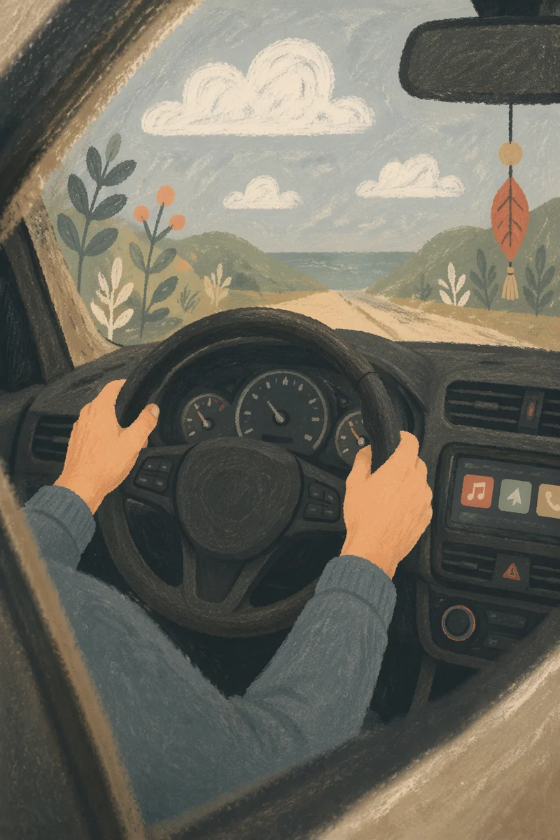 Calm Road Trip Car Interior View