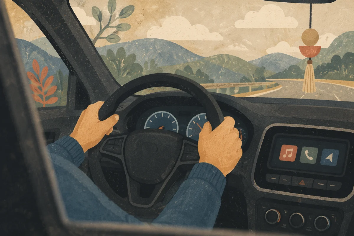 Calm Road Trip Car Interior View