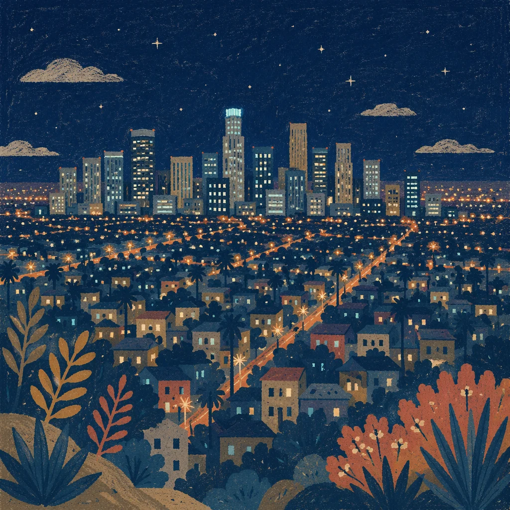 Nighttime Urban Skyline Travel Panorama