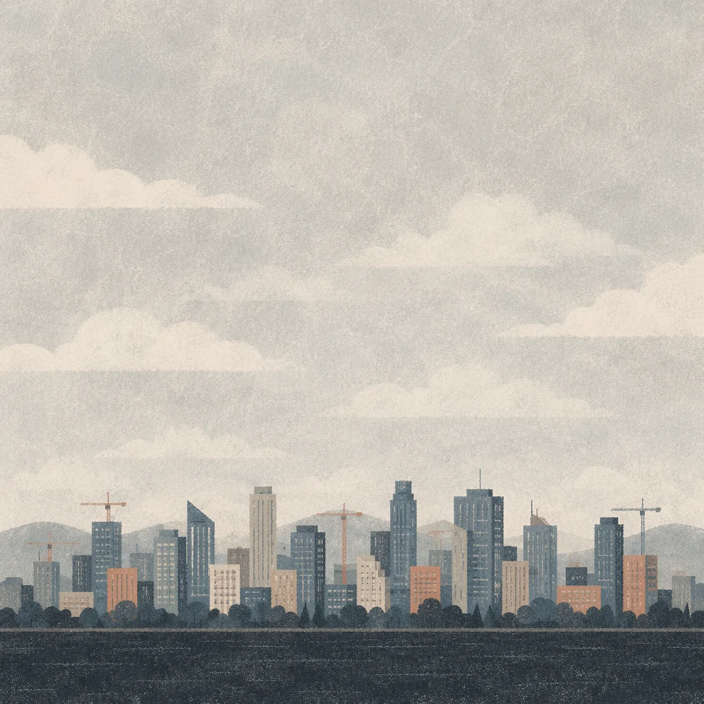 Minimal Monochrome City Skyline Panorama