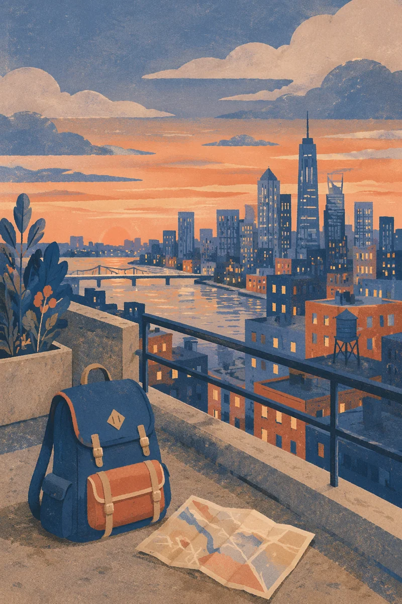 Blue Hour City Skyline Travel Panorama