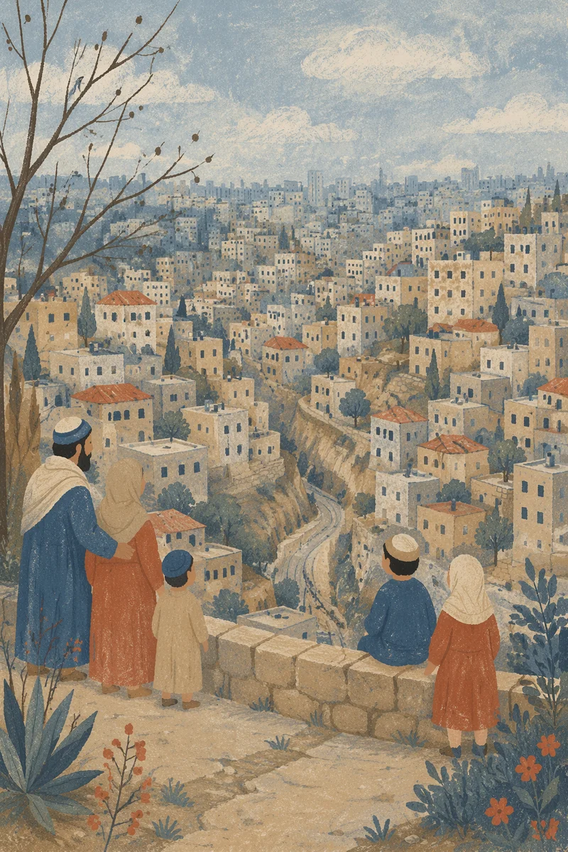 Hillside Urban Panorama in Soft Winter Haze