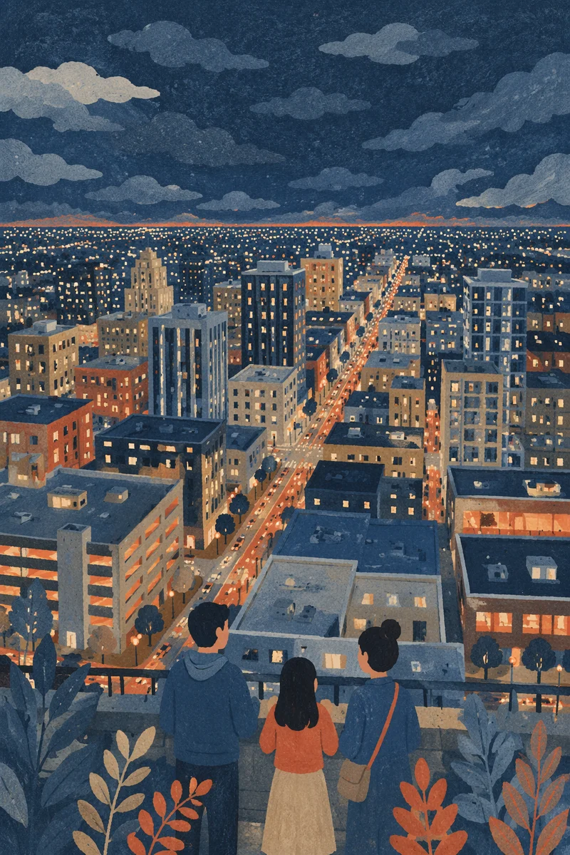 Blue Hour Downtown Skyline Travel Panorama