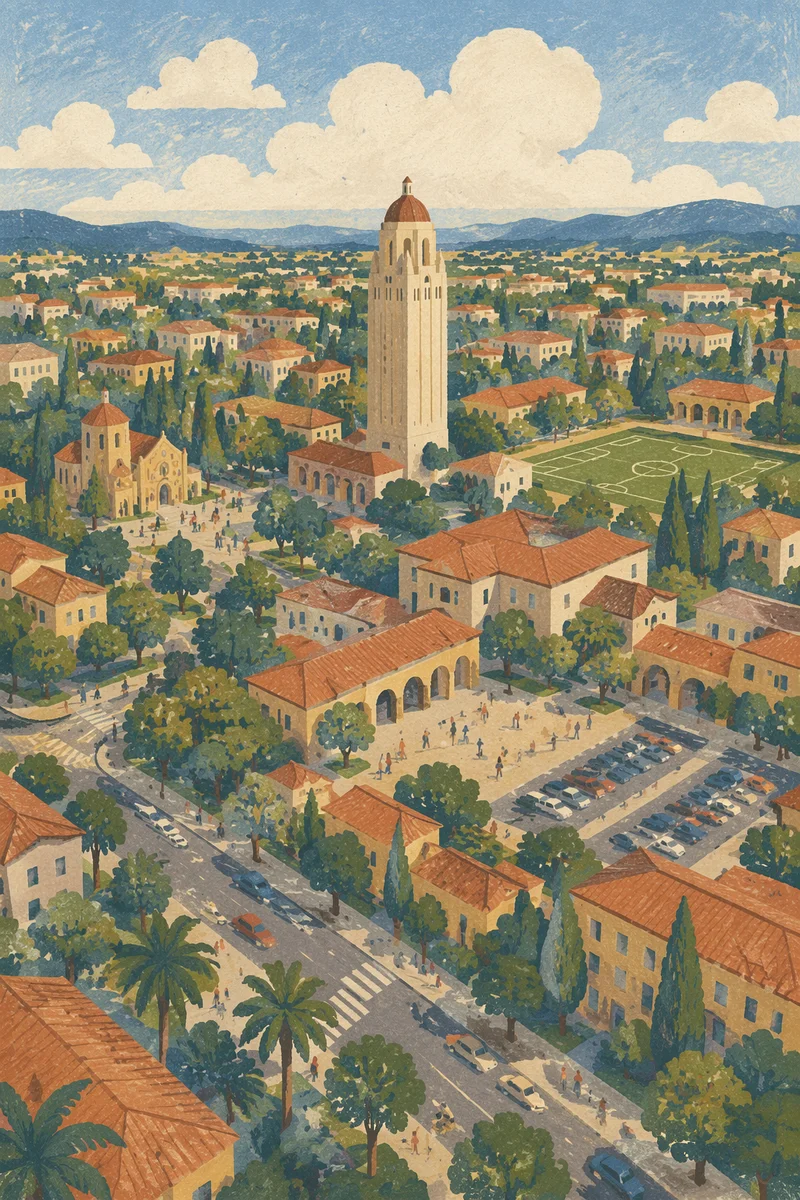 Sunlit Urban Skyline With Observation Tower