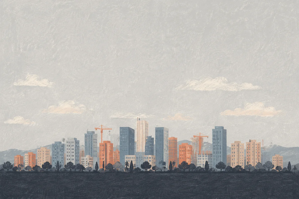 Minimal Monochrome City Skyline Panorama
