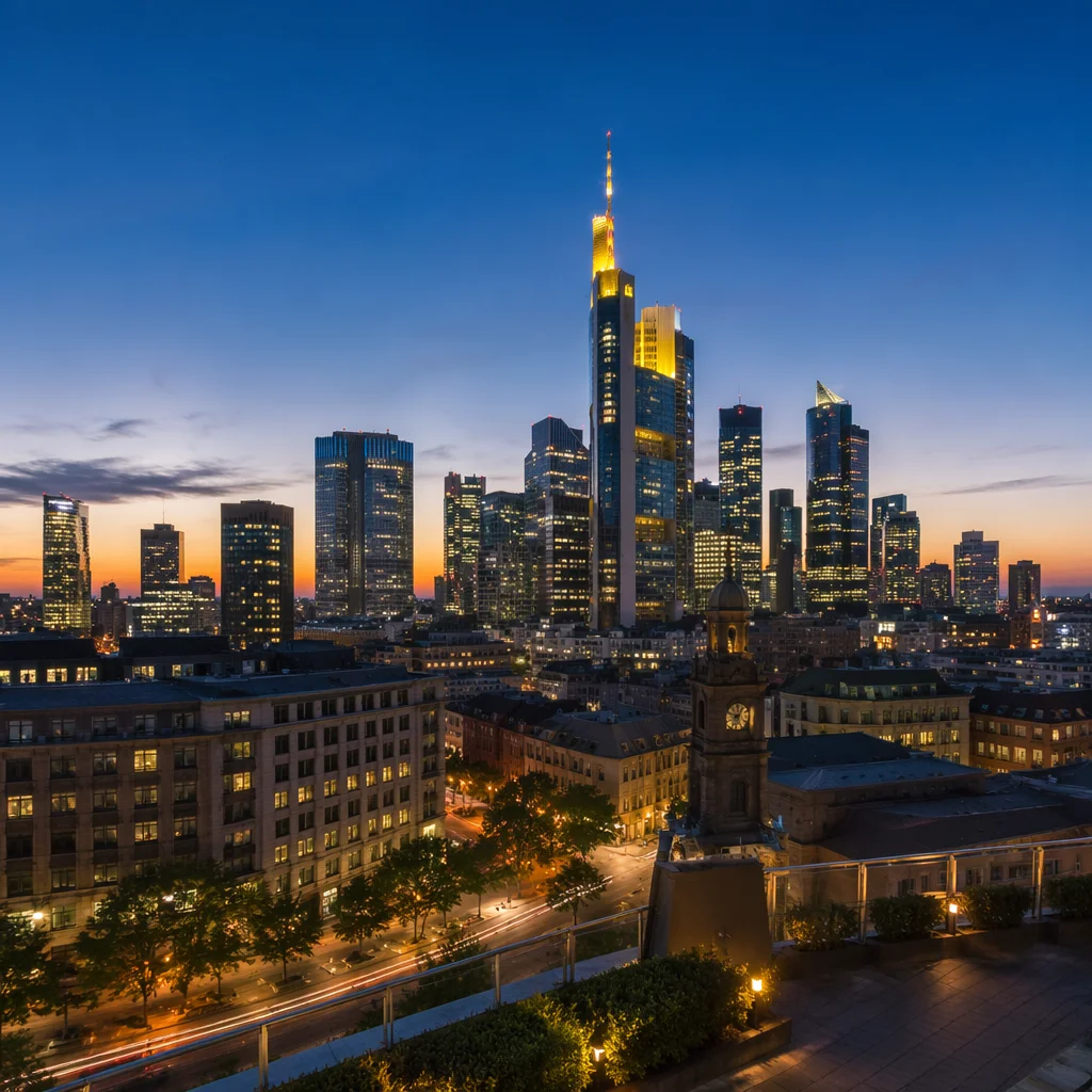 Blue Hour Modern City Skyline Panorama