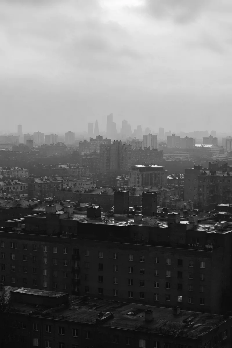 Moody Black and White City Panorama