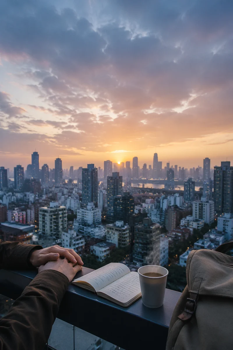 Blue Hour City Skyline Travel Panorama
