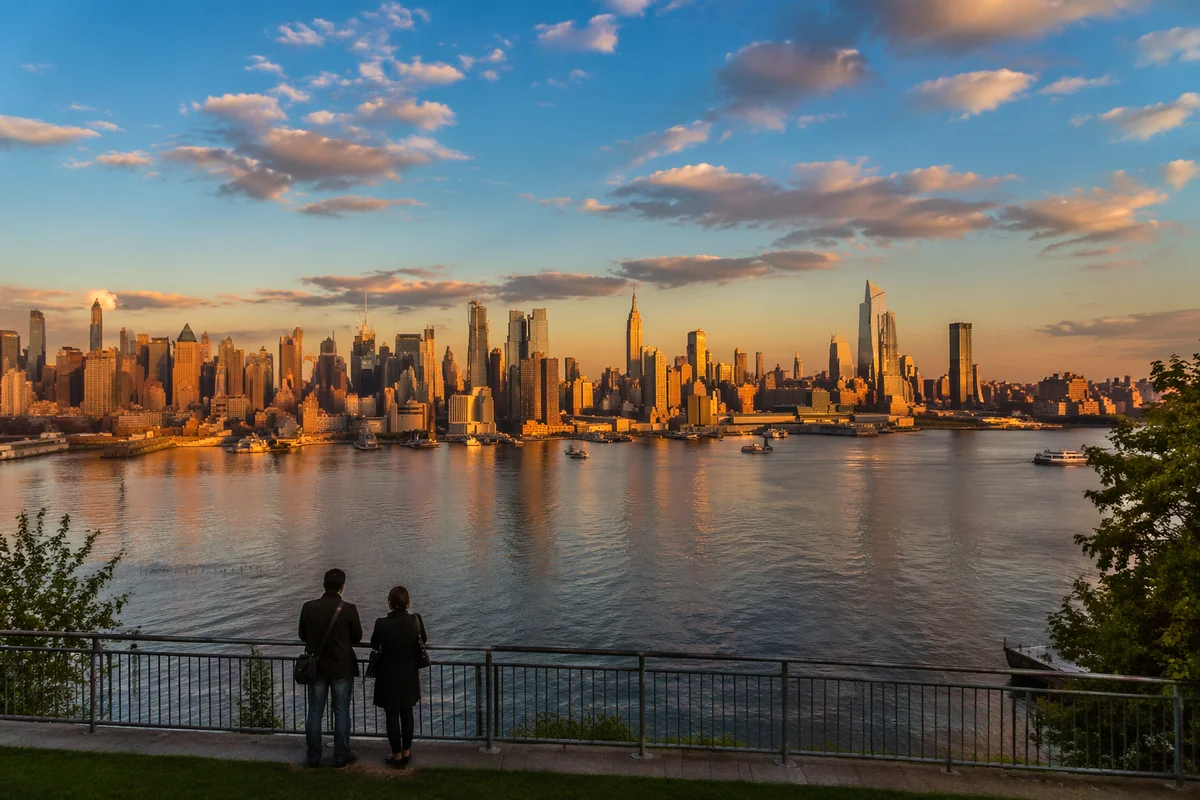 Golden Hour City Skyline River Panorama