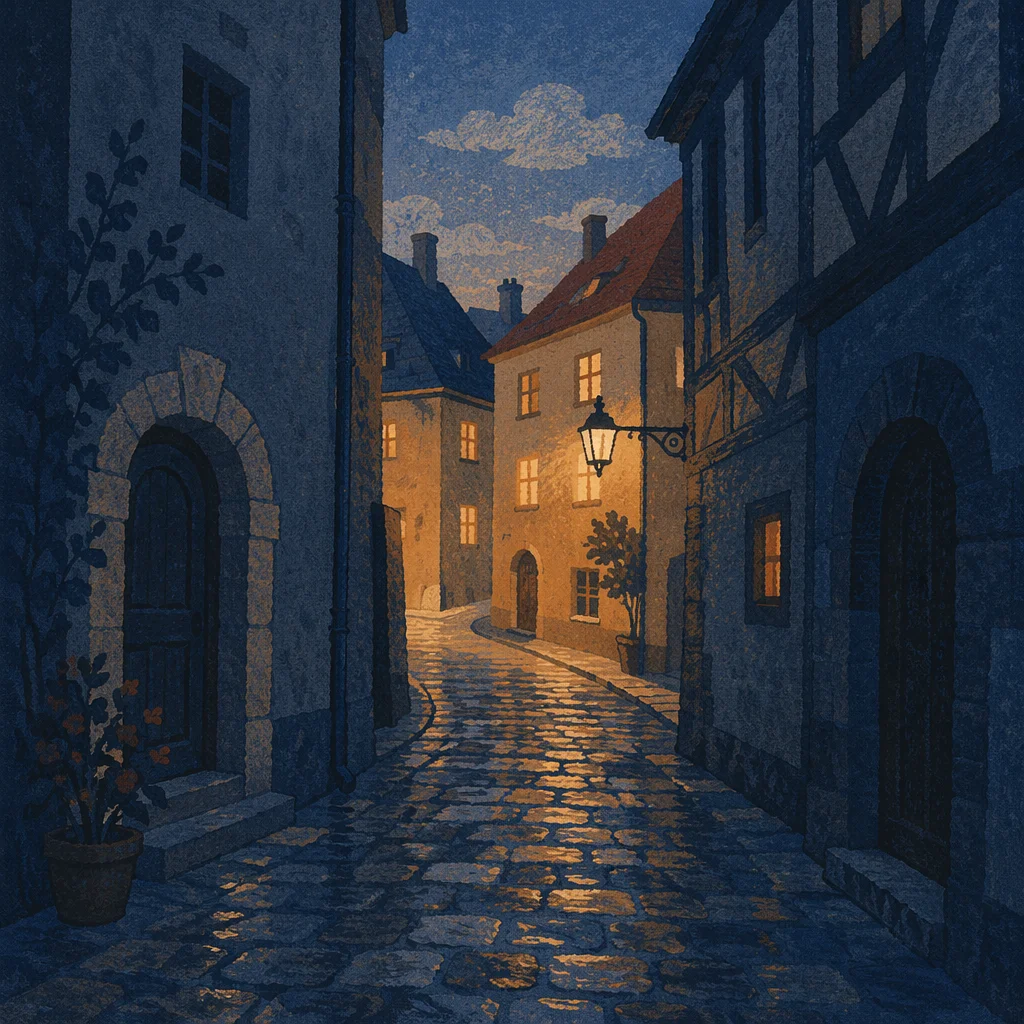 Quiet Cobblestone Alley in Morning Light
