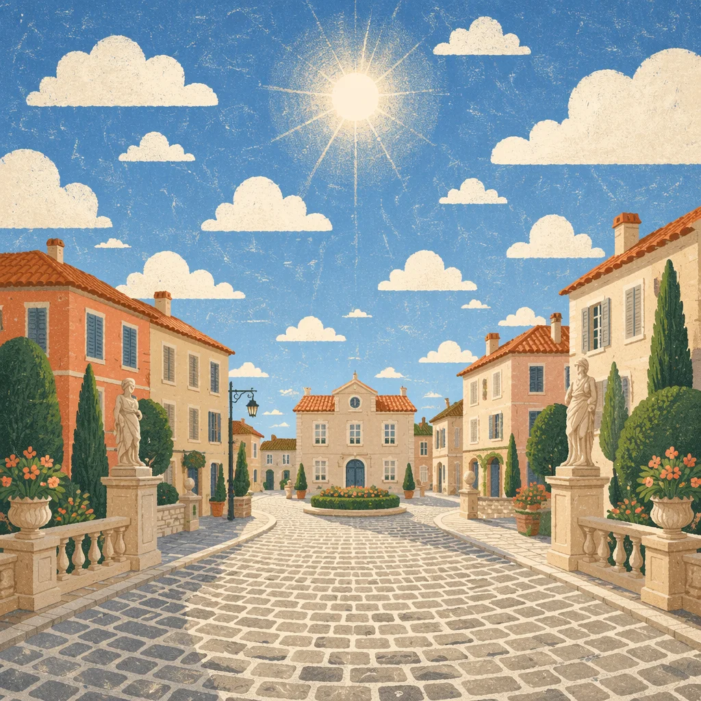 Morning Light on Old European Cobblestone Street