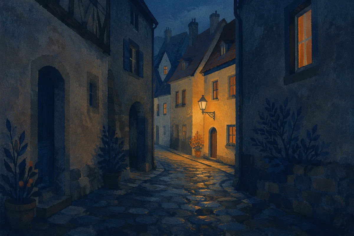 Morning Cobblestone Alley in Old Europe