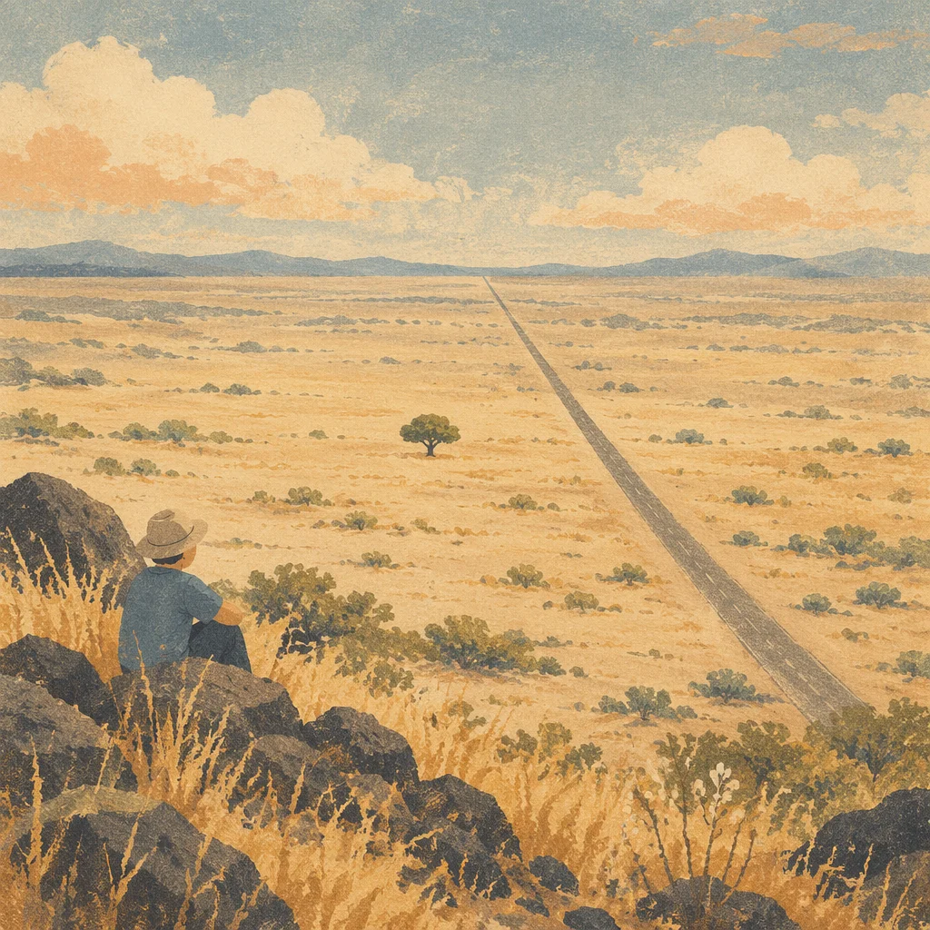 Empty Desert Road to Distant Horizon