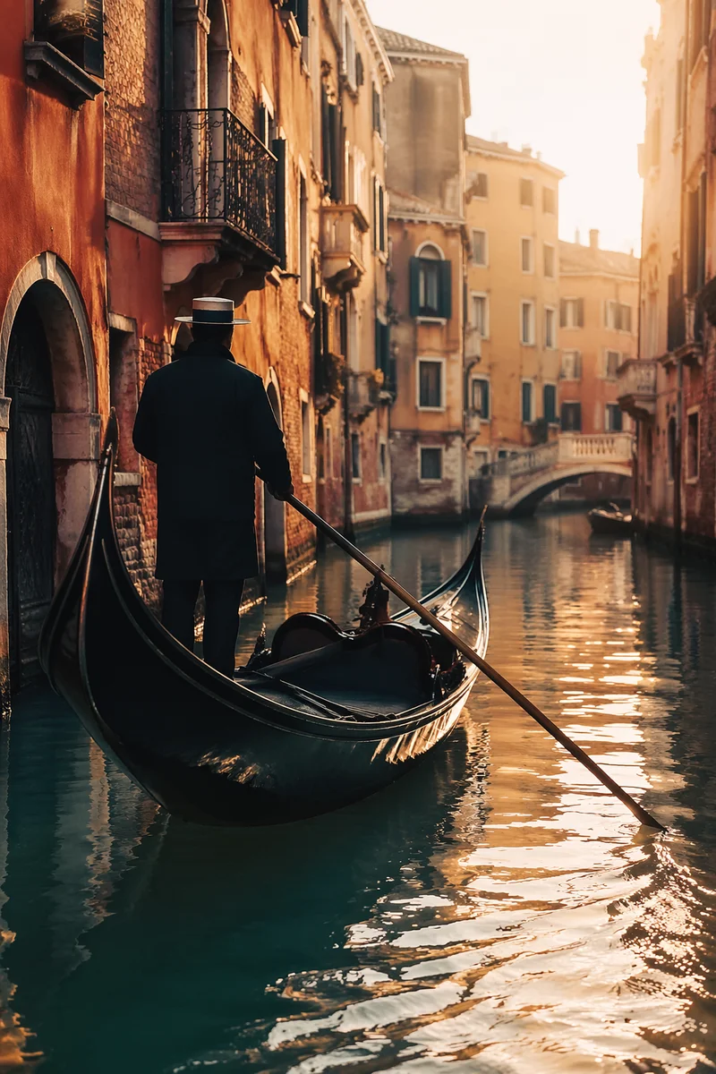 Golden Morning Gondola on Historic Canal