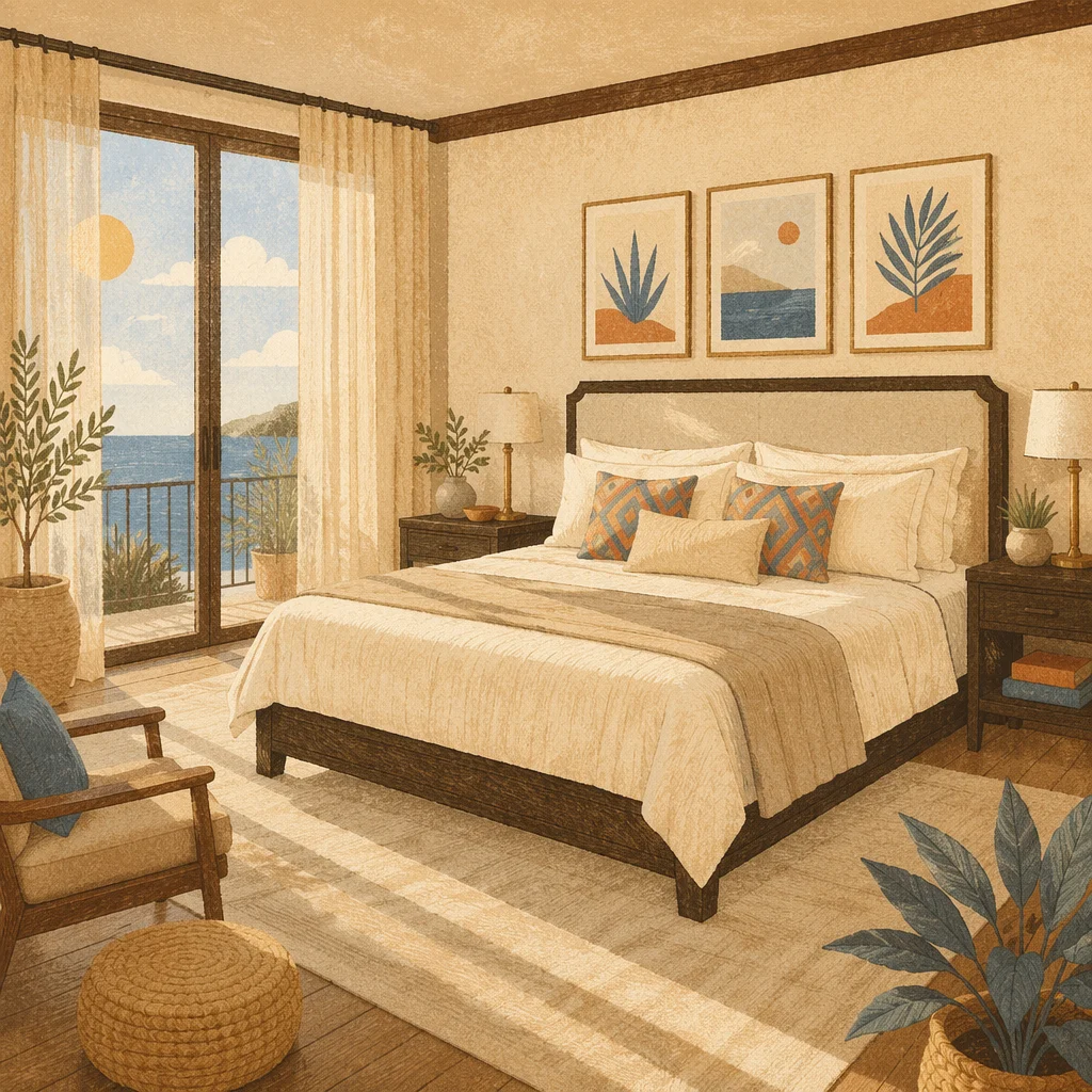 Luxury Hotel Bedroom with Morning Sunlight