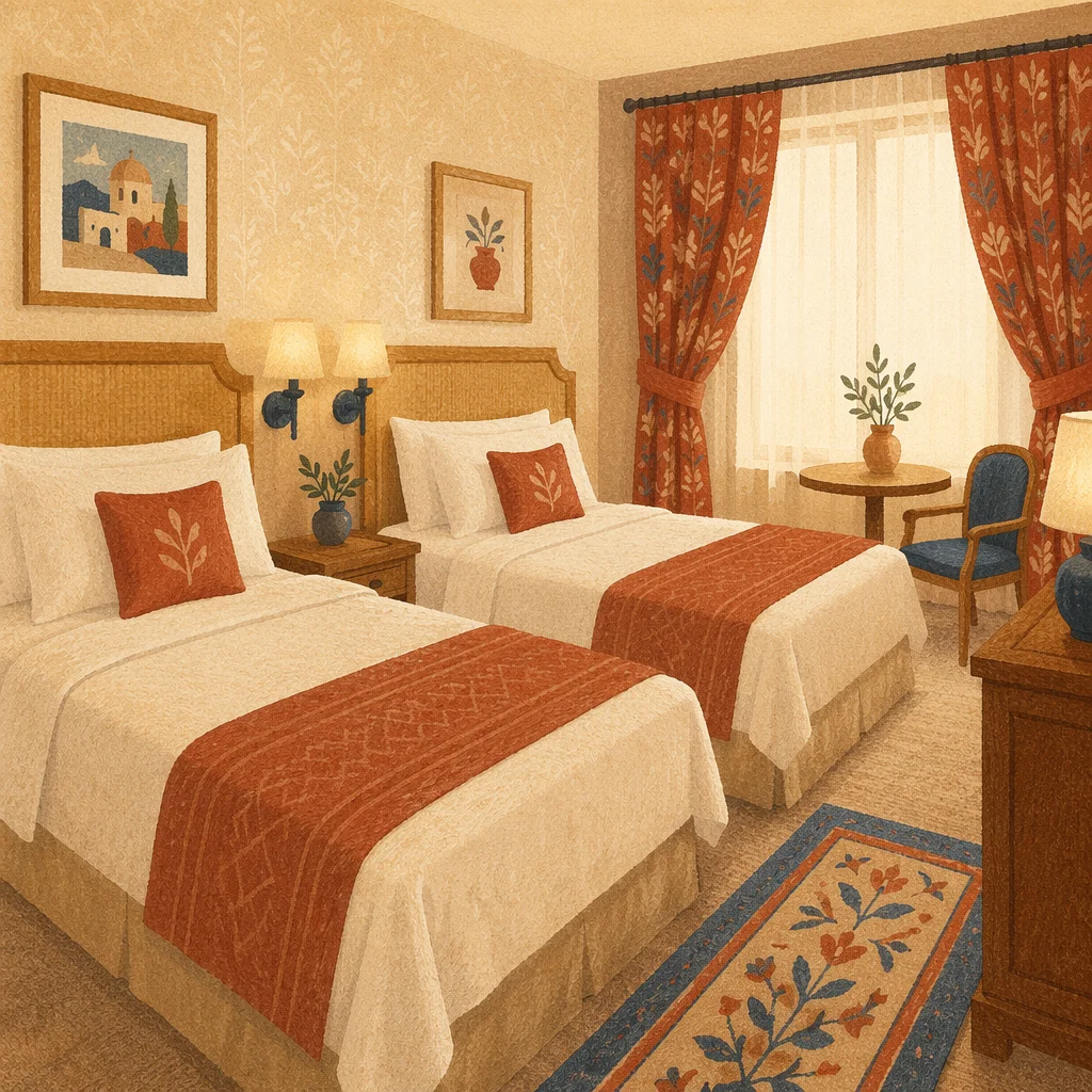 Luxury Twin Bed Hotel Room Interior