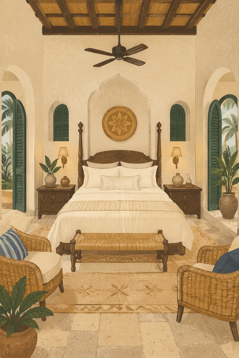 Luxury Tropical Colonial Hotel Bedroom