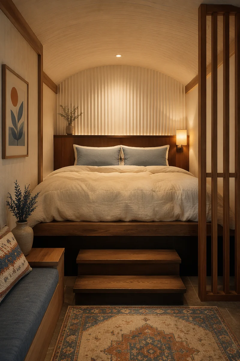 Luxury Hotel Bed in Cozy Travel Alcove
