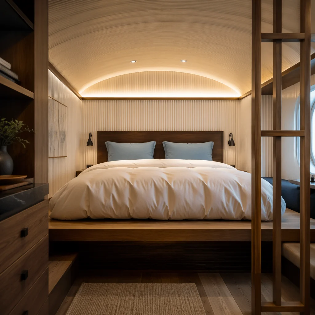 Luxury Hotel Bed in Cozy Travel Alcove