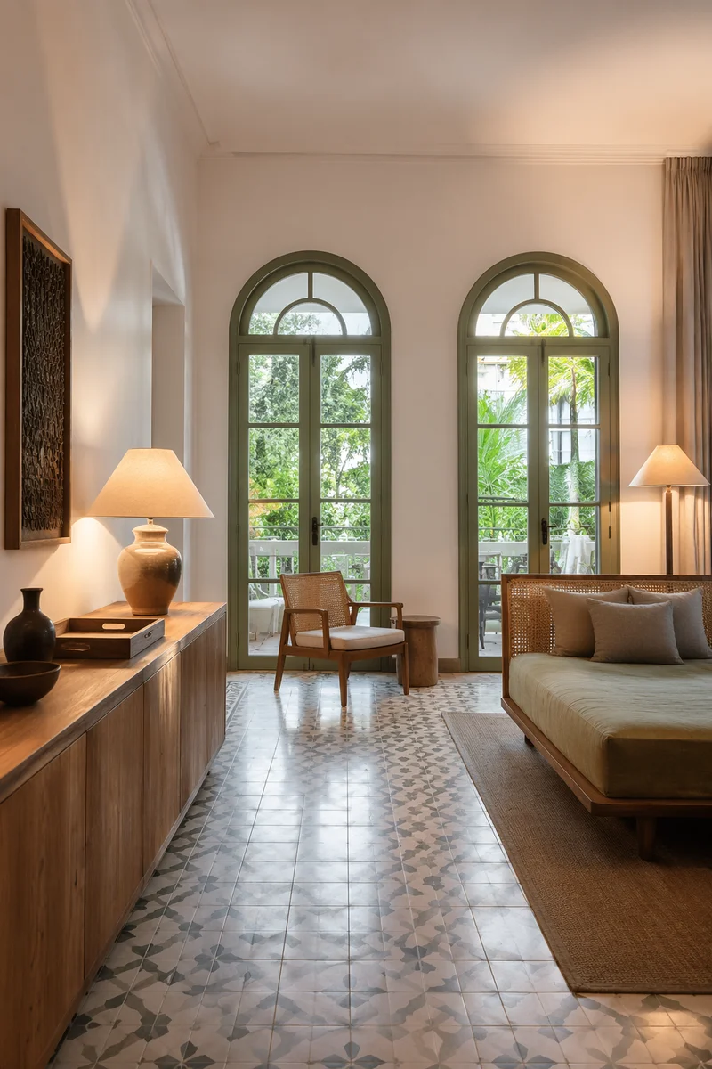 Luxury Boutique Hotel Suite with Arched Doors