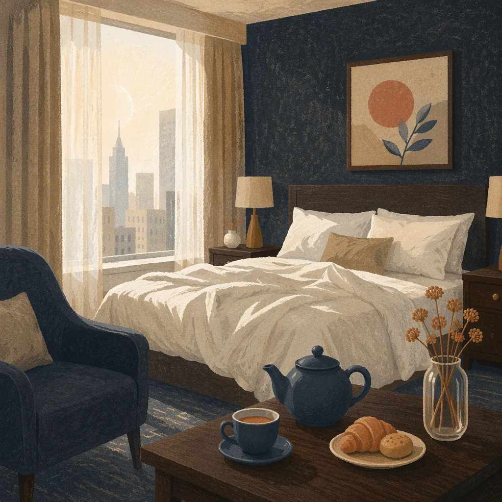 Cozy Hotel Room with City View