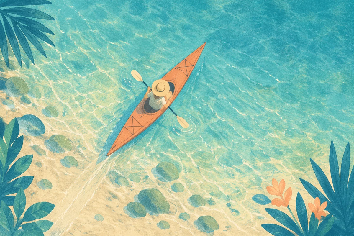 Overhead Kayak on Crystal Clear Water