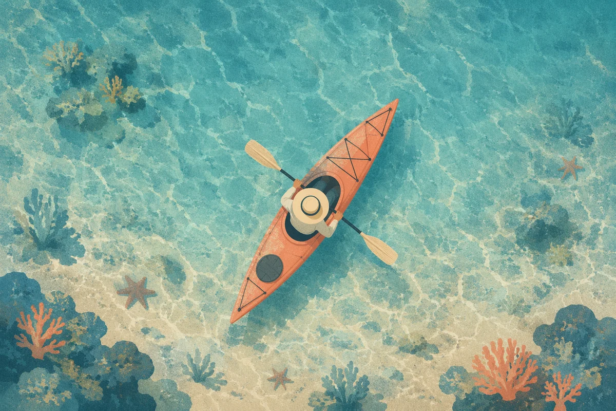 Kayak Over Crystal Clear Turquoise Water