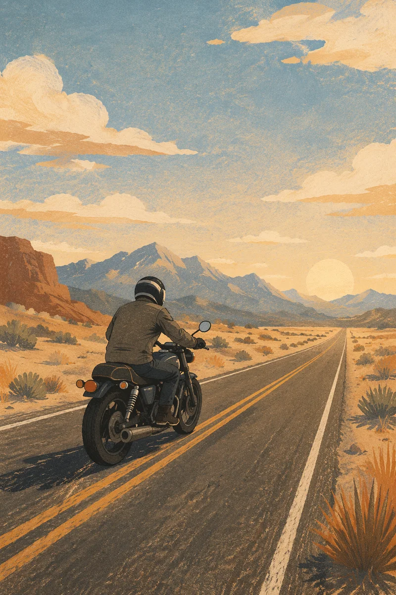 Motorcycle Freedom on Desert Highway