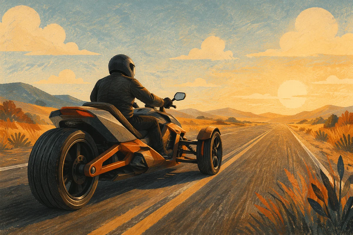 Motorcycle Freedom on Open Highway at Sunset