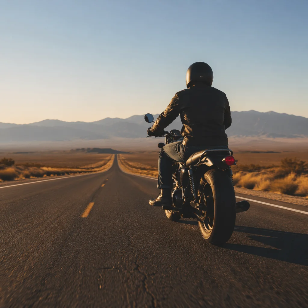 Motorcycle Freedom on Desert Highway
